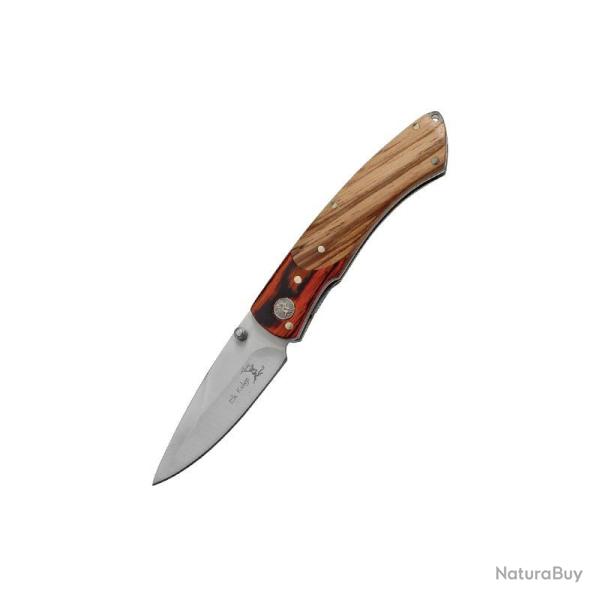 COUTEAU MANCHE BOIS 2 TONS AVEC CLIP