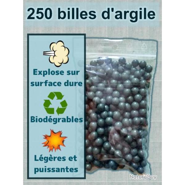250 billes d'argile (couleur verte) pour lance-pierre - Diam�tre 9.5mm