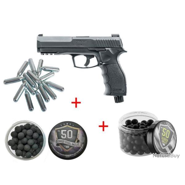 Pack T4E HDP 50 13 Joules + 50 Balles Caoutchouc + 50 Balles Coeur Mtal + 5 CO2