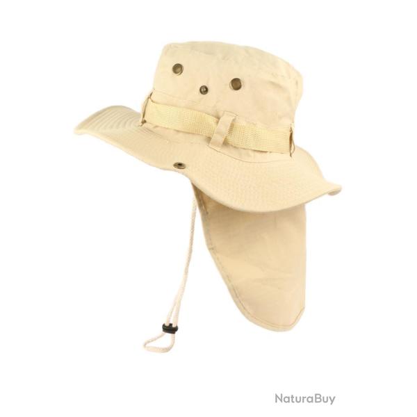 Chapeau Bob Safari Beige Marron Clair Lien Serrage et Protege Nuque Taille unique Beige