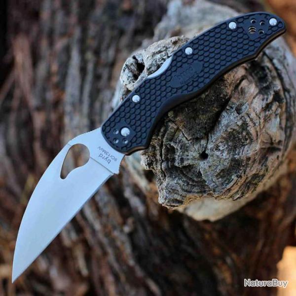 Couteau Spyderco Byrd Harrier 2 Lightweight Lame Acier 8Cr13MoV Manche FRN Lockback Clip BY01PBKWC2