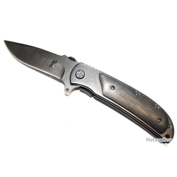 Couteau Browning noir manche bois