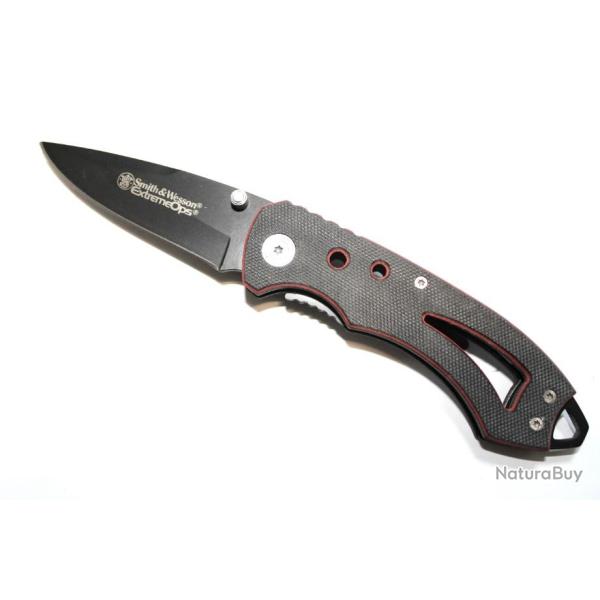 Couteau Pliant Smith&Wesson ExtremeOps noir et rouge