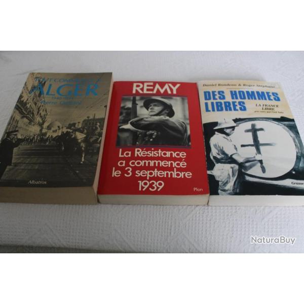 Lot 3 livres r�sistance, France libre