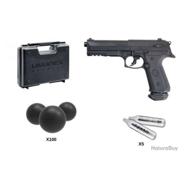 Pistolet de Dfense LTL Alfa 50  18J + 100 Billes caoutchouc + 5 C02 + Malette
