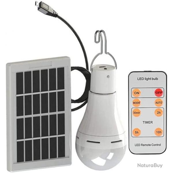 Ampoule LED avec panneau solaire pour camping, bivoauc, randonn�e - Livraison gratuite