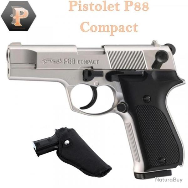 Pack Pistolet ALARME WALTHER P88 CAL. 9 MM PAK NICKEL� + holster