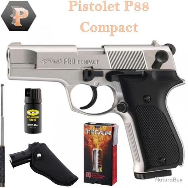 Pack Pistolet ALARME WALTHER P88 CAL. 9 MM PAK NICKEL�