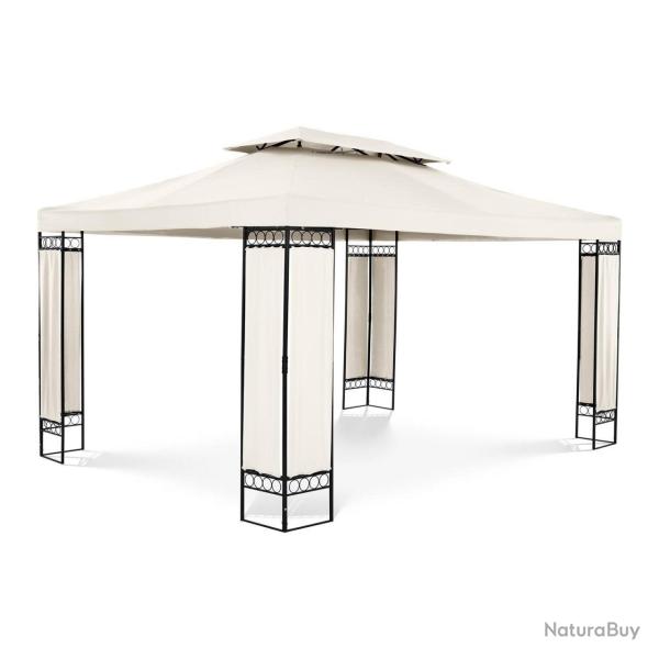 Pergola pavillon barnum tonnelle tente abri gazebo de jardin terrasse beige 3 x 4 m 160 g/m� 14_000