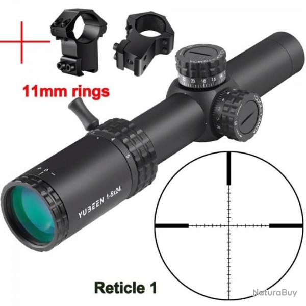 Lunette pour fusil 1-5x24 - Rticule 1 montage 11mm offert!
