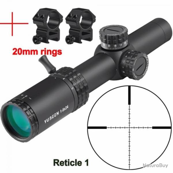 Lunette pour fusil 1-5x24 - Rticule 1 montage 20mm offert!