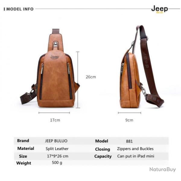 -SACOCHE JEEP  sac � bandouli�re  pour hommes, sacoche de voyage, randonn�e etc...