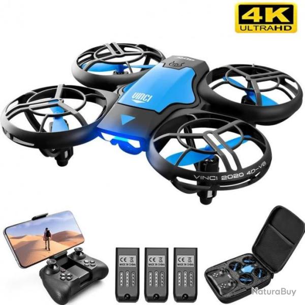Drone Quadricopt�re 4K V8 avec cam�ra HD 4K 1080P WiFi Fpv Pression de l'air en Hauteur Pliable