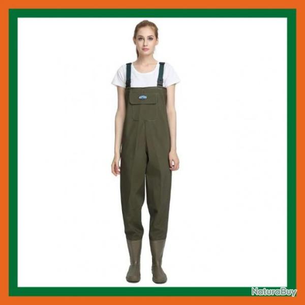 Waders de p�che imperm�able pour femme - Salopette imperm�able - Bottes de p�che - Vert