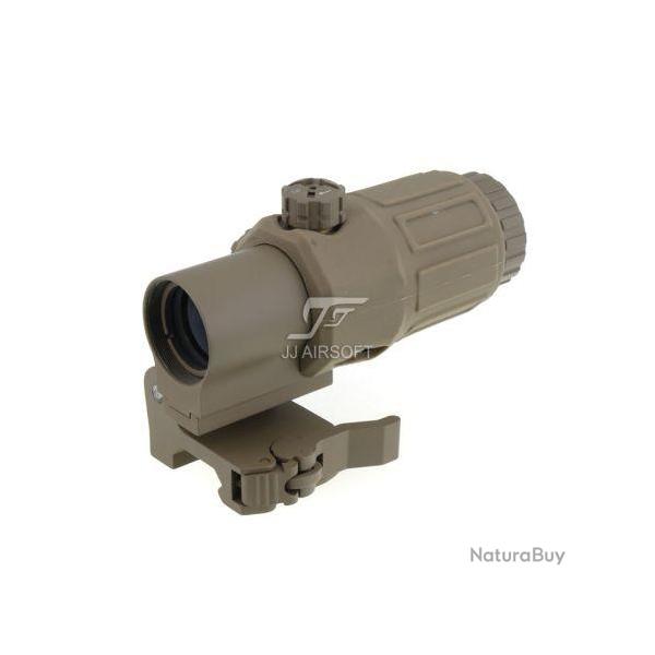 Viseur Point Rouge ZOOM X3 JJ Airsoft Magnifier 3x G33 (Tan) pour EOTECH Montage Picatiny AIRSOFT QD