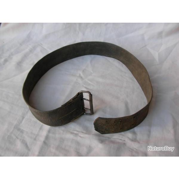 WW1/2 FRANCE CEINTURON FRANCAIS EN CUIR BRUN 2 ARDILLONS  95 CM SUR 5 CM em/be