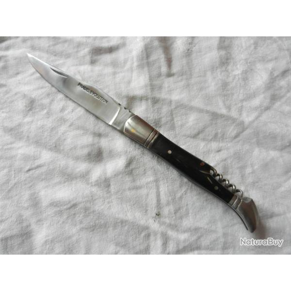 couteau de poche manche corne noire Pradel Evolution avec tire bouchon