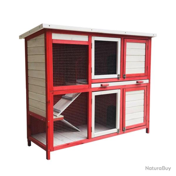 Clapier � lapins cage de rongeurs cabane pour petits animaux �table jardin 117,5 cm rouge 16_0002239