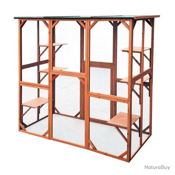 Enclos ext�rieur parc pour chat bois r�sistant 180x88x169cm 6 zones de repos 16_0001712