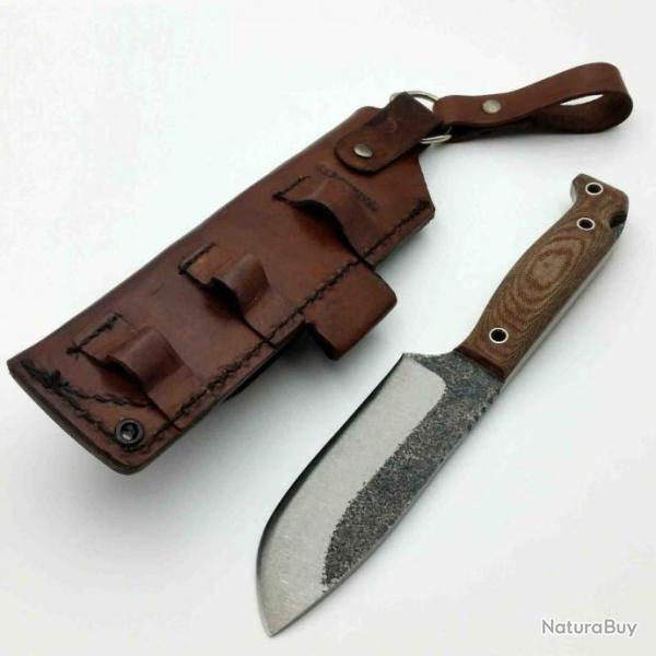 Couteau Condor Selknam Lame Acier Carbone 1075 Manche Micarta Etui Cuir Made El Salvador CTK392151HC