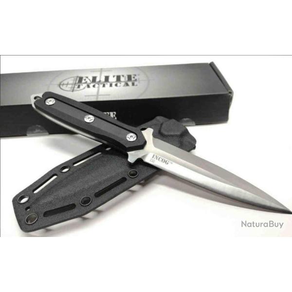 Couteau Elite Tactical Incog D2 Lame Spear Point Manche G10 Etui Kydex ETFIX009