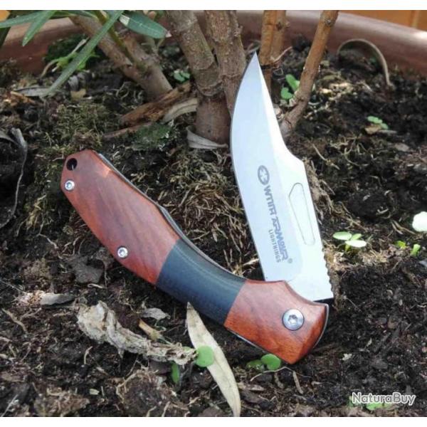 Couteau WithArmour Cliff Folder Slip Joint Lame Acier D2 Manche Bois/G10 Clip WAR097BW