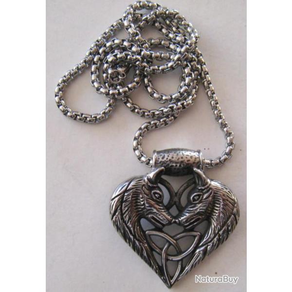 PENDENTIF INOX LOUP  VIKING   - Ref.120