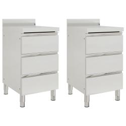 Lot de 2 armoires de cuisine commerciale avec 3 tiroirs acier inoxydable 02_0000008