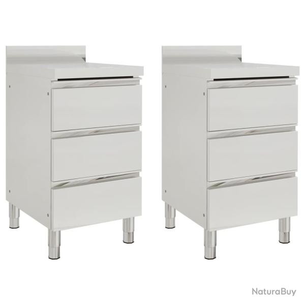 Lot de 2 armoires de cuisine commerciale avec 3 tiroirs acier inoxydable 02_0000008