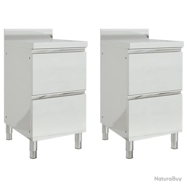 Lot de 2 Armoires de cuisine commerciale 96 cm avec 2 tiroirs acier inoxydable 02_0000007