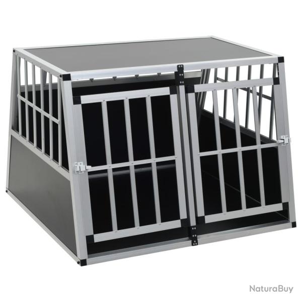 Cage pour chien � double porte 94 x 88 x 69 cm aluminium et MDF noir 02_0000064