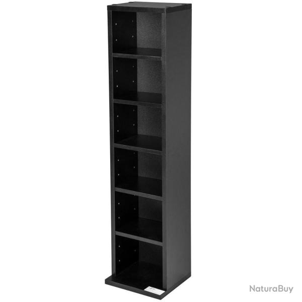 Armoire tagre CD / DVD colonne tour bibliothque meuble de rangement pour 100 CDs MDF noir 08_000