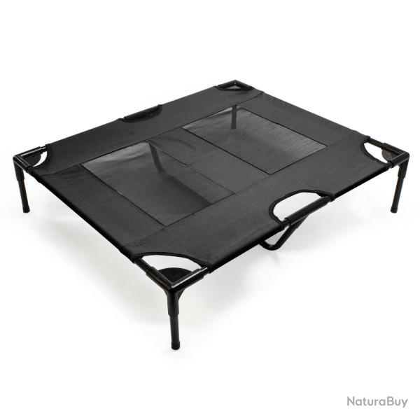 Lit camp chien outdoor lit sur�lev� 92 cm noir tissu oxford 25 kg max. 16_0002720