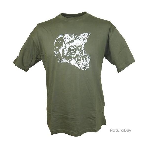 Tee shirt kaki enfant imprim sanglier