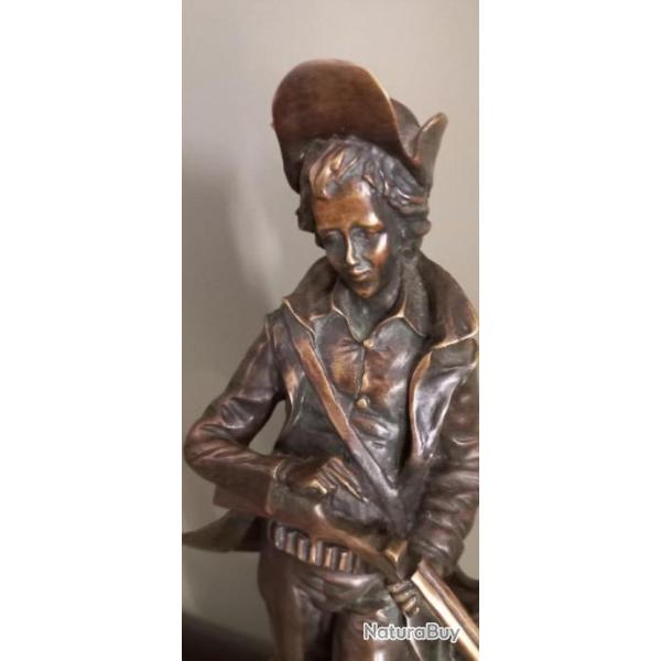 Bronze d un  chasseur et son chien sign� BELIN