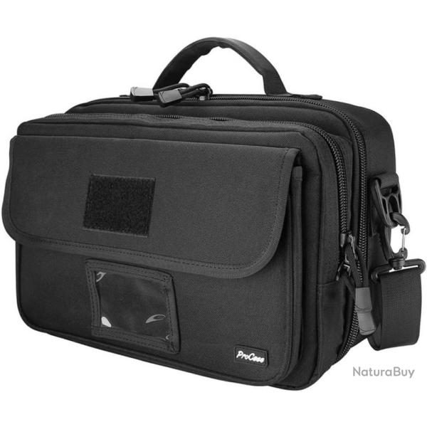 Sac de Tir pour Pistolet Sacoche Tactique Fixe Bien 2 Compartiments et Multiples Poches de Rangement