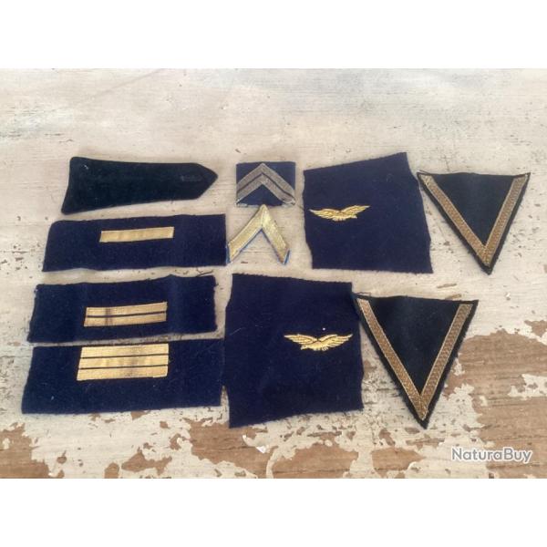 int�ressant lot d'insignes/grades en  tissus brod�s - arm�e de l'air - France