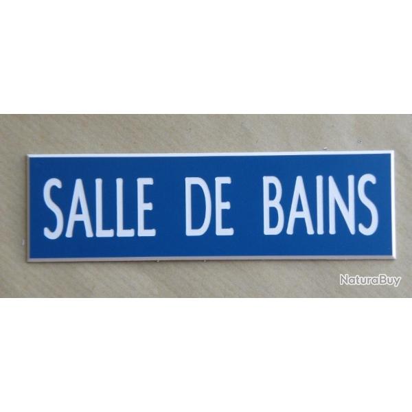 Plaque adh�sive "SALLE DE BAINS " format 29 x 100 mm fond BLEU