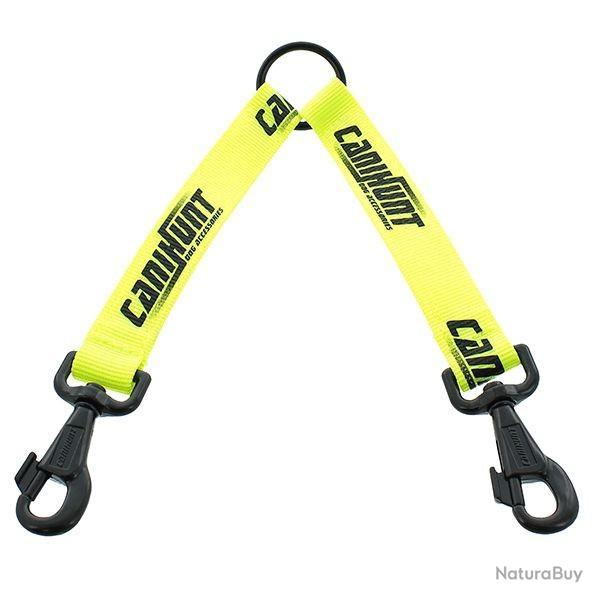 ACCOUPLE CANIHUNT 2 CHIENS SANGLE PLATE 30CM JAUNE (018238)
