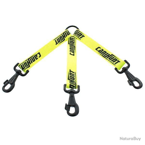 ACCOUPLE CANIHUNT 3 CHIENS SANGLE PLATE 30CM JAUNE (010755)