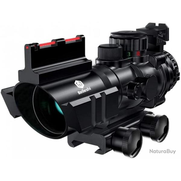 Lunette de Vis�e Optique Rouge Vert Bleu 4x32 avec Viseur � Fibre Optique Eclair� Rail Picatinny