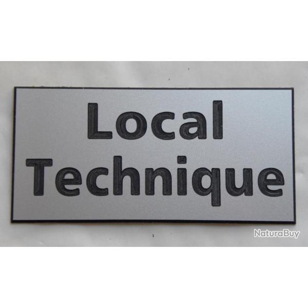 Plaque adh�sive "Local Technique" format 48 x 100 mm fond argent�