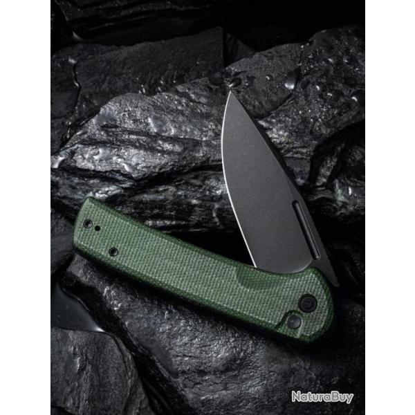 Couteau CIVIVI Conspirator Green Manche Micarta Lame Acier Nitro-V IKBS Button LockClip CIVC210062