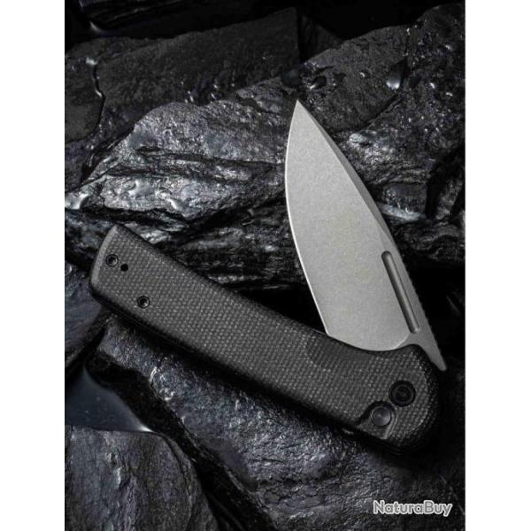 Couteau CIVIVI Conspirator Black Manche Micarta Lame Acier Nitro-V IKBS Button Lock Clip CIVC210061