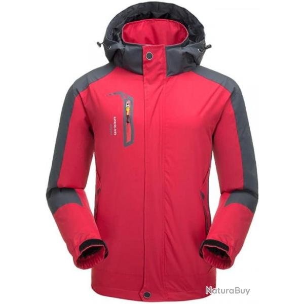 Veste de chasse, veste coupe vent - Impermable - Rouge et gris fonc - Livraison gratuite et rapide