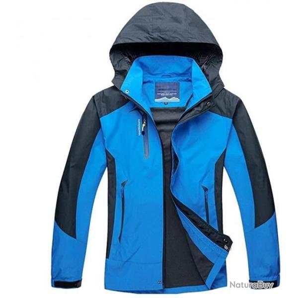 Veste de chasse, veste coupe vent - Impermable - Bleu clair et gris - Livraison gratuite et rapide