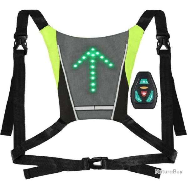Gilet de Cyclisme USB Rechargeable R�fl�chissant Sac � Dos avec LED Clignotant T�l�commande en Plein
