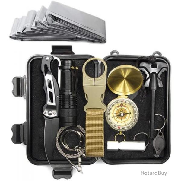 Kit de Survie d'urgence Multifonction Survivaliste Kit de Survie et de Secour en Plein air Multi-Out