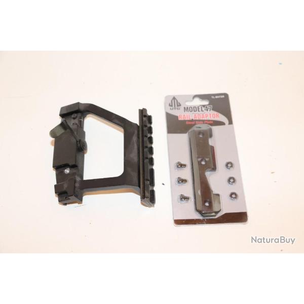 Lot compos d'un rail de montage AK47 avec visserie avec rail se fixant dessus type piccatiny