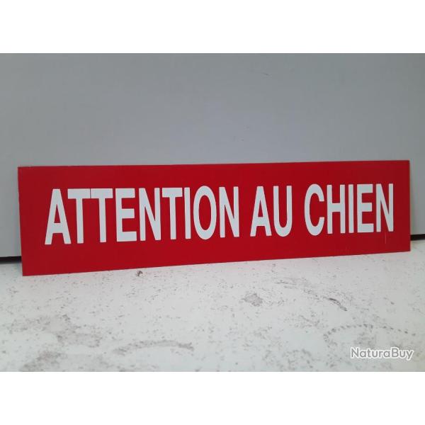 8066 PLAQUE DE SIGNALISATION "ATTENTION AU CHIEN" ROUGE 20CM METAL ALUMINIUM NEUF